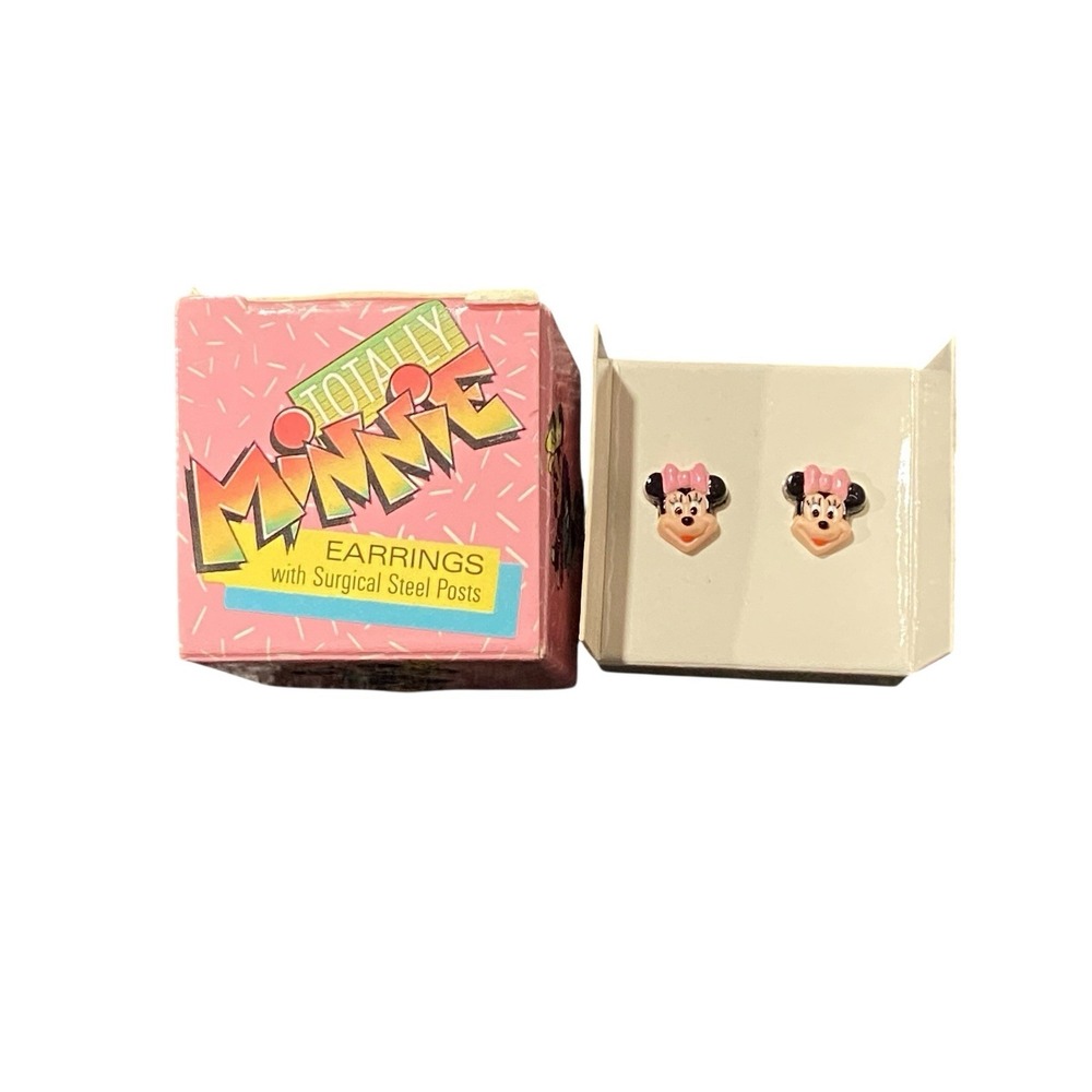 Avon Disney Totally Minnie Mouse Stud Earrings Vintage 1988 Avon New in Box